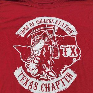 SONS OF College Station Texas A&M Chapter Football Death Biker Looking XL Tshirt